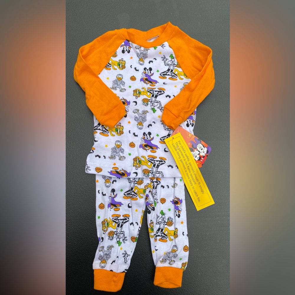 Disney Orange and White Halloween Pajama Set
